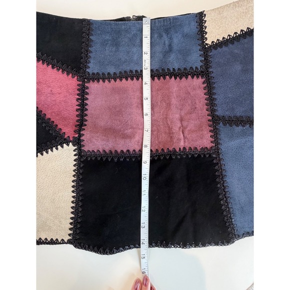 Zara Women's Suede Patchwork Mini Skirt, Multi-colored Panels, Size M - Picture 2 of 6